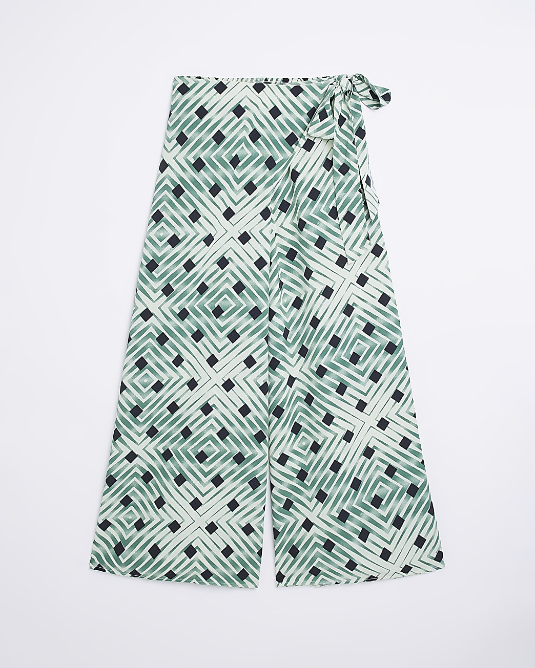 Green spot wrap wide leg trousers