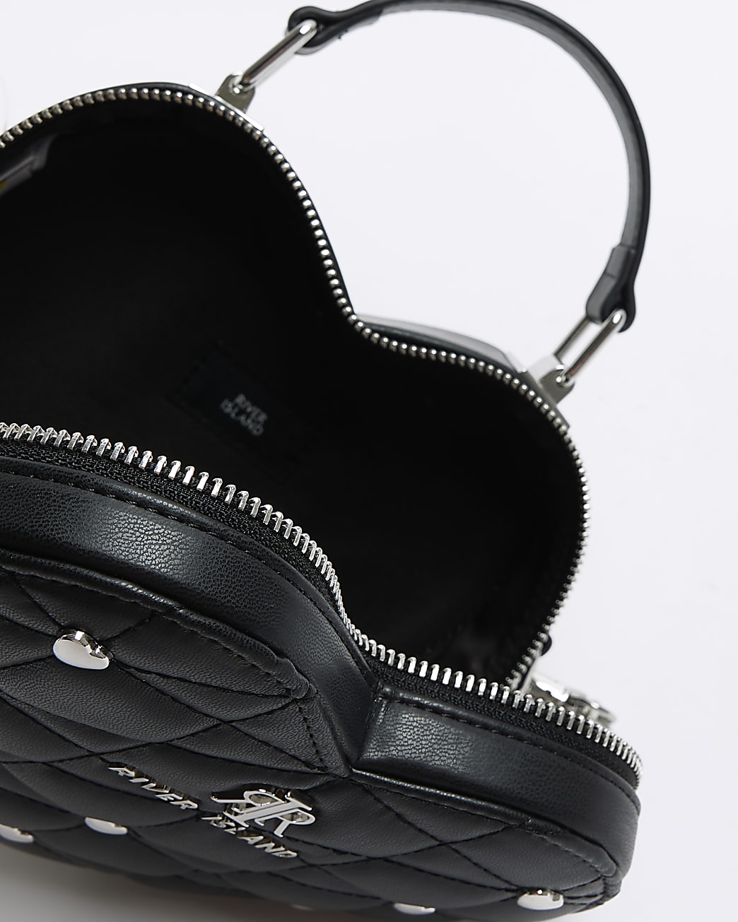 BLACK PATENT HEART CROSS BODY BAG