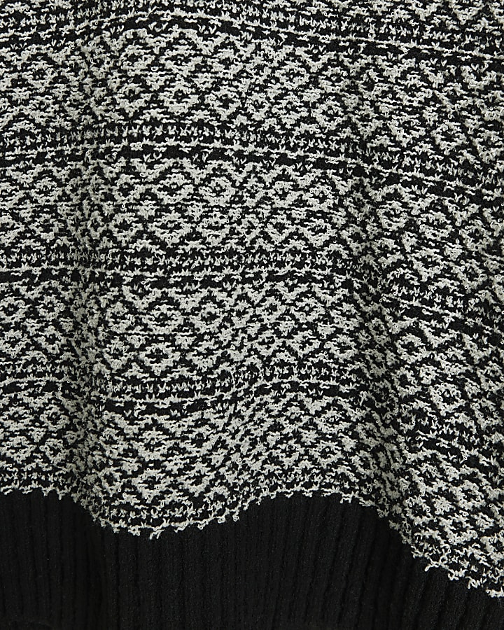 Black Slim Fit Geometric Print Jumper