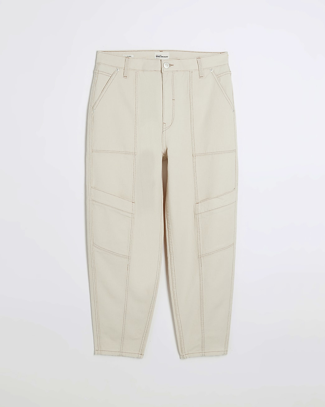 Cream high waisted tapered jeans