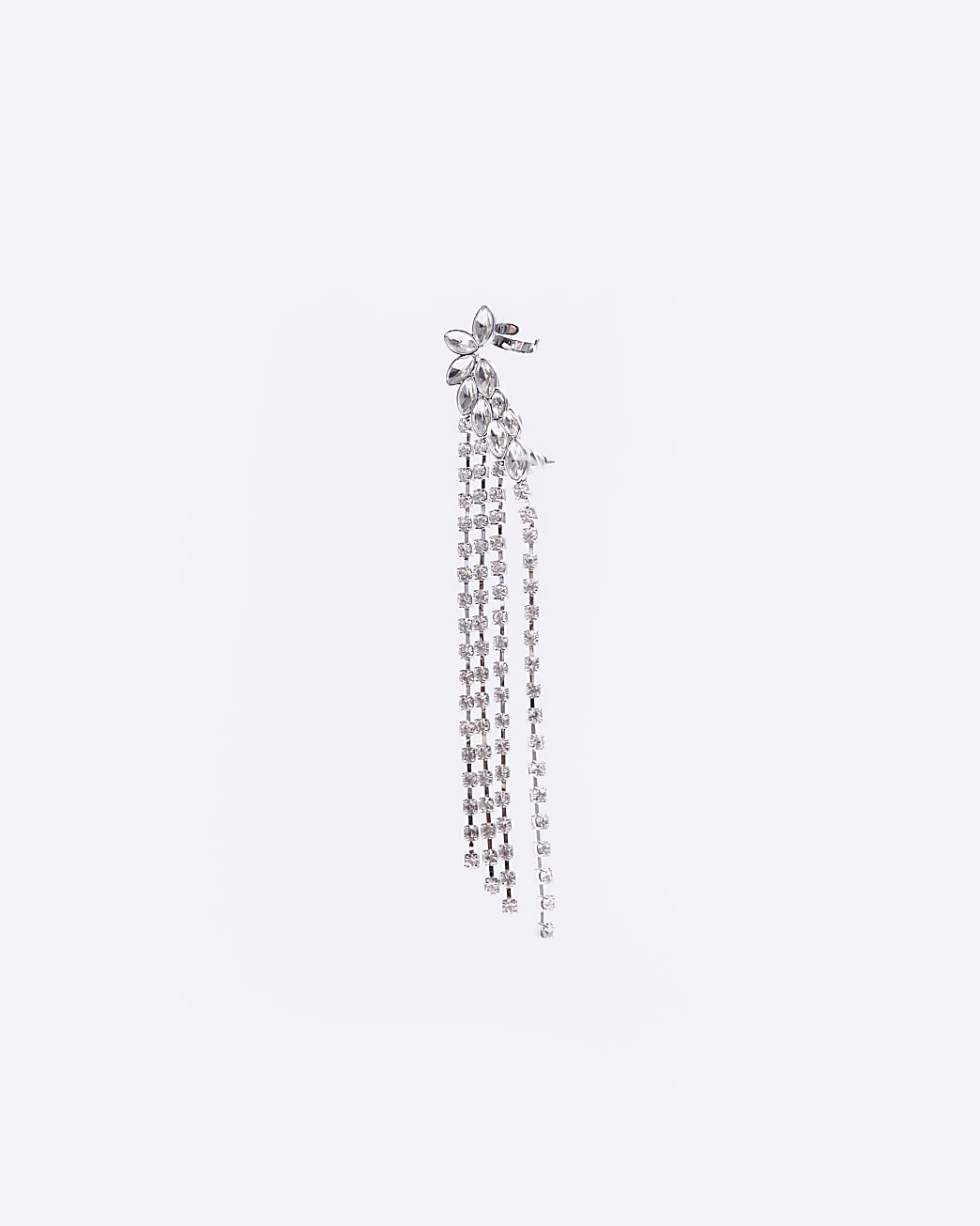Silver embellished cuff drop earrings