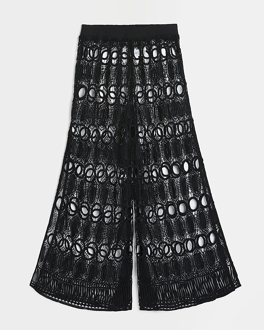 Black lace flared trousers