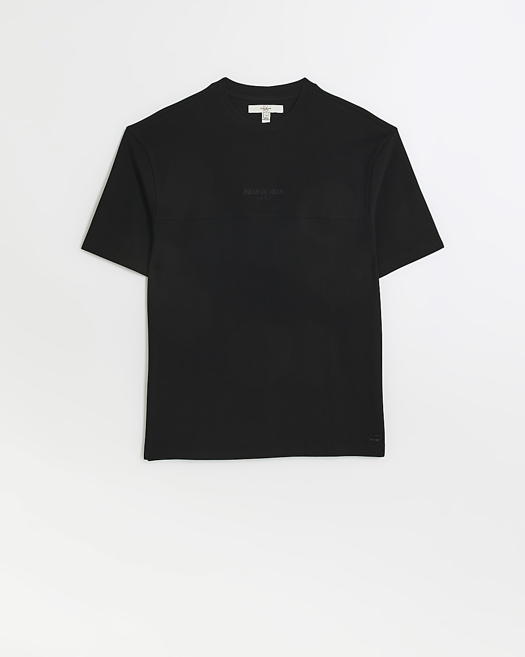 Black regular fit pique embroidered t-shirt