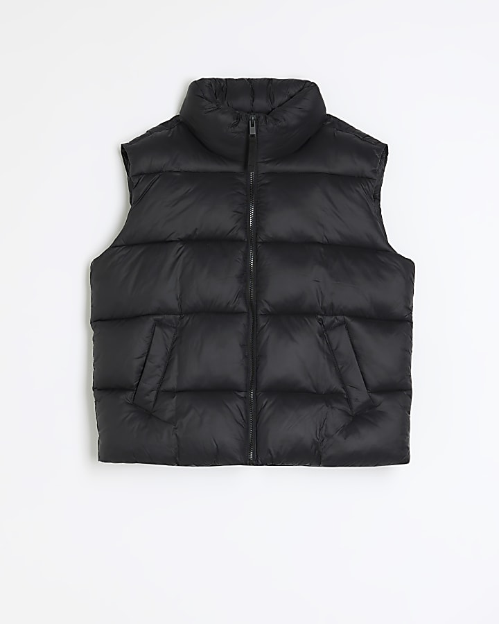 Black padded high neck gilet