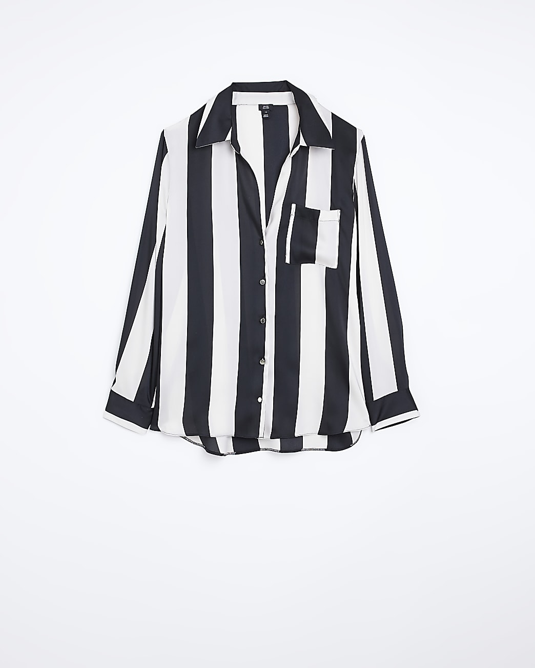 Black stripe satin long sleeve shirt