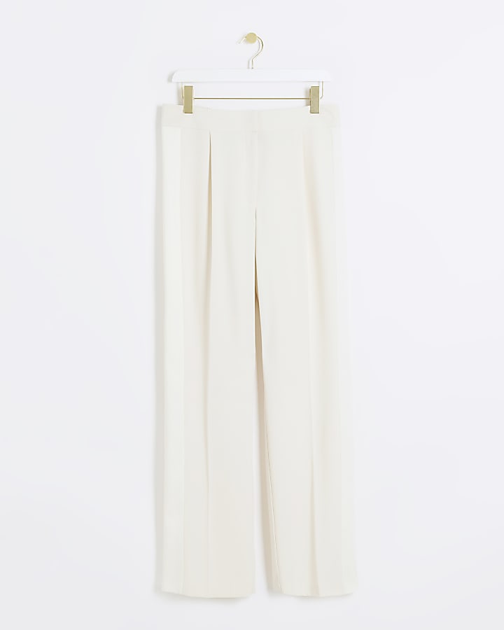 Cream straight tux trousers
