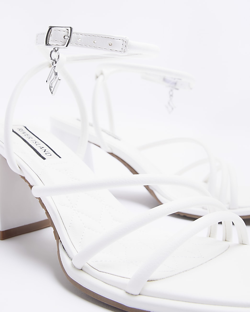 White wide fit strappy heeled sandals