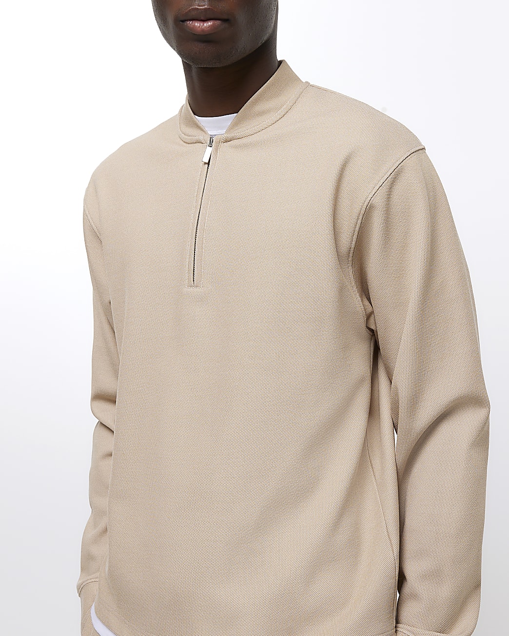 Stone regular fit quarter zip jumper