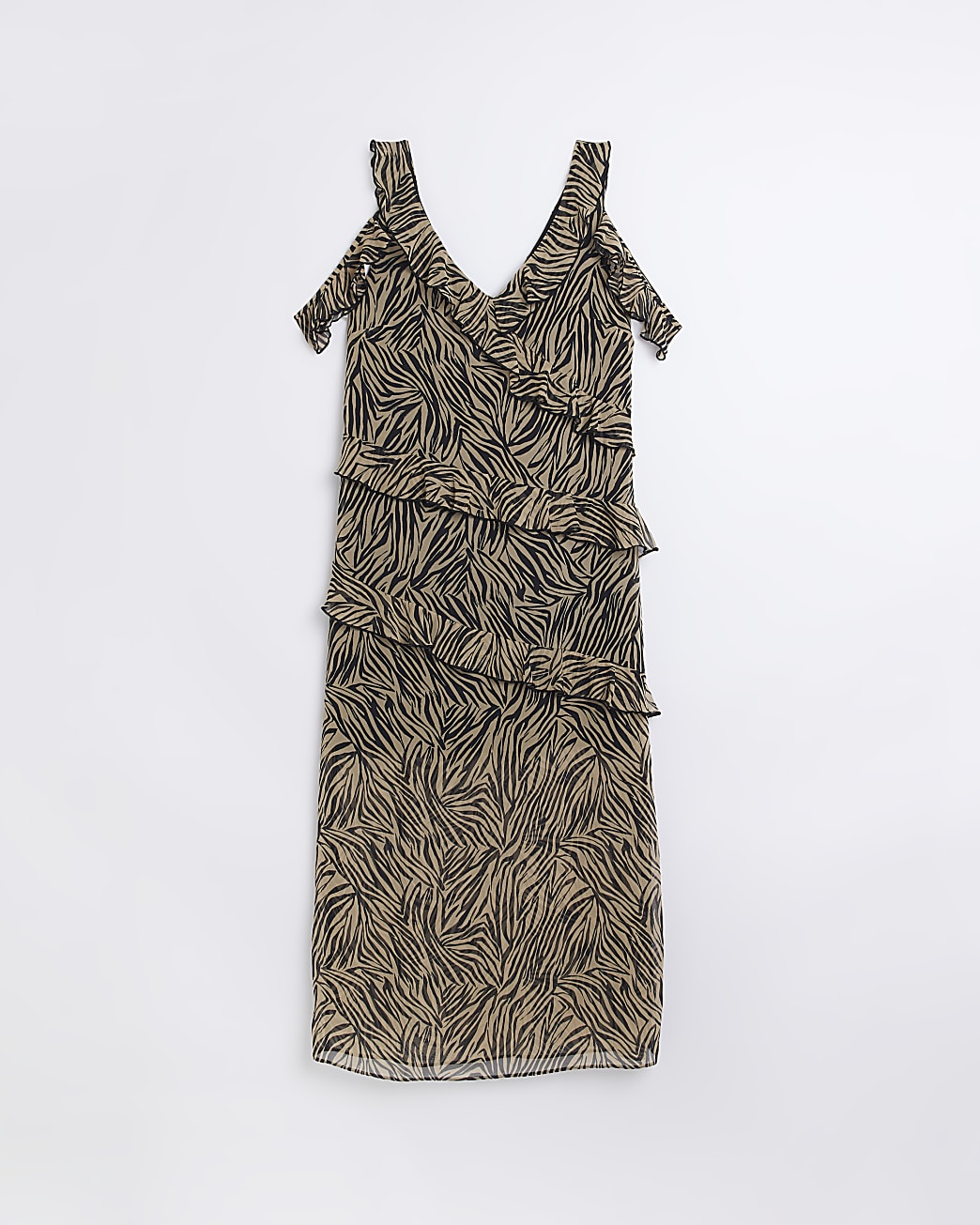 Black animal print slip bodycon midi dress