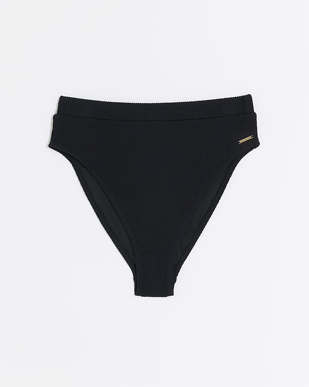 Black high waisted textured bikini bottoms