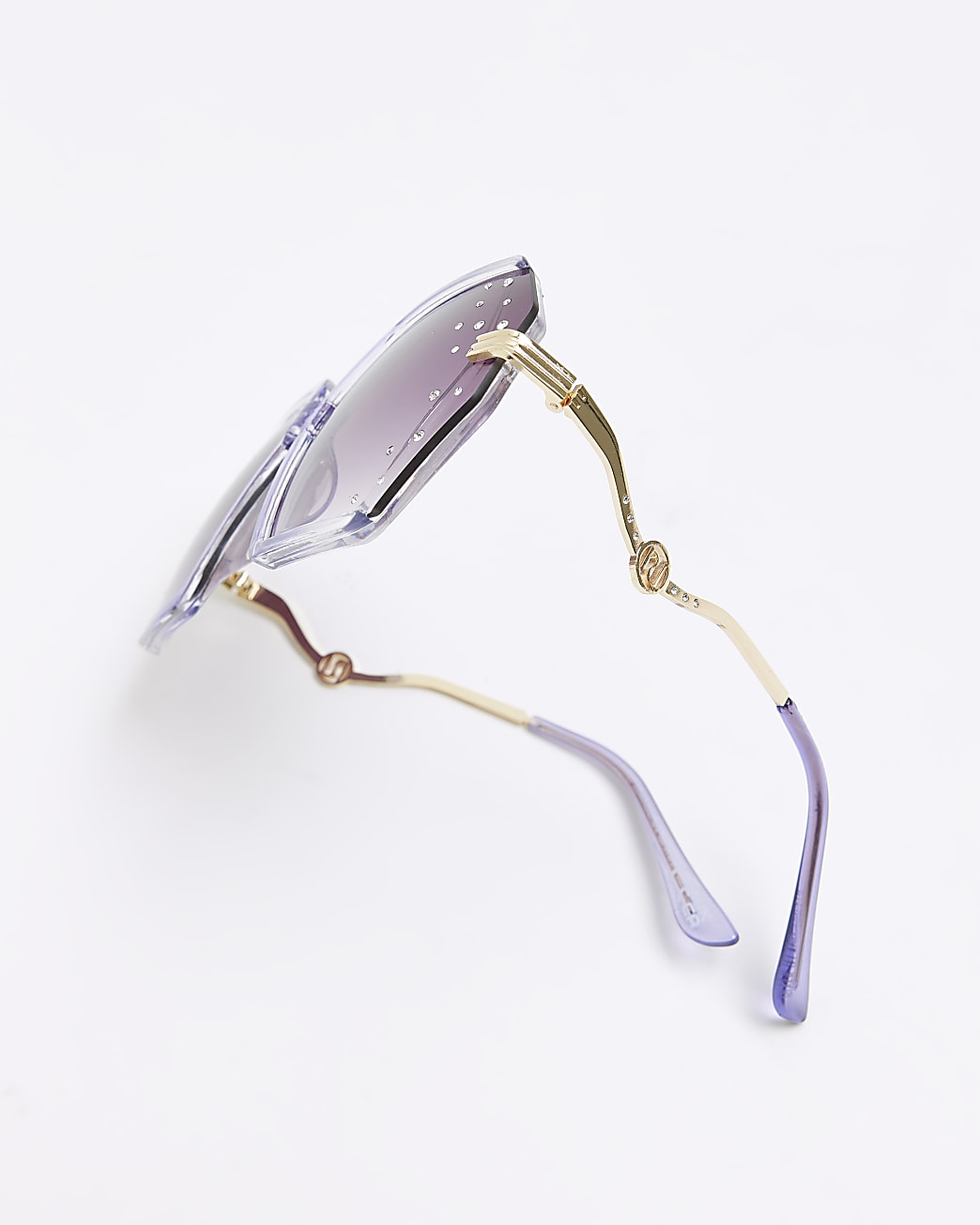 Purple diamante detail oversized sunglasses