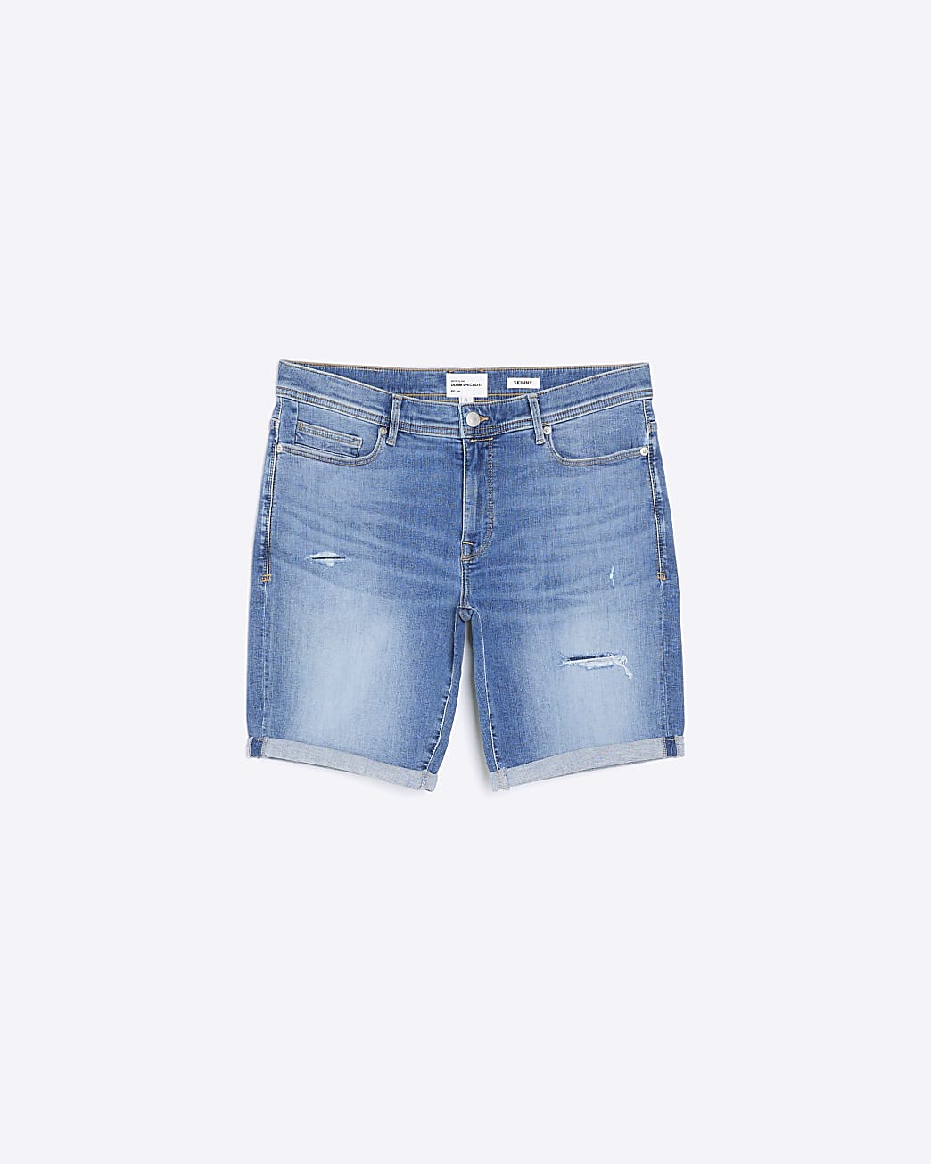 Blue skinny fit ripped shorts