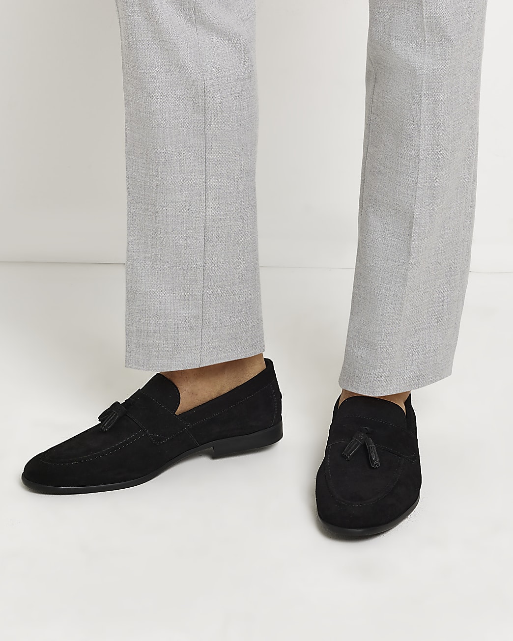 Black Suede Tassel Loafers