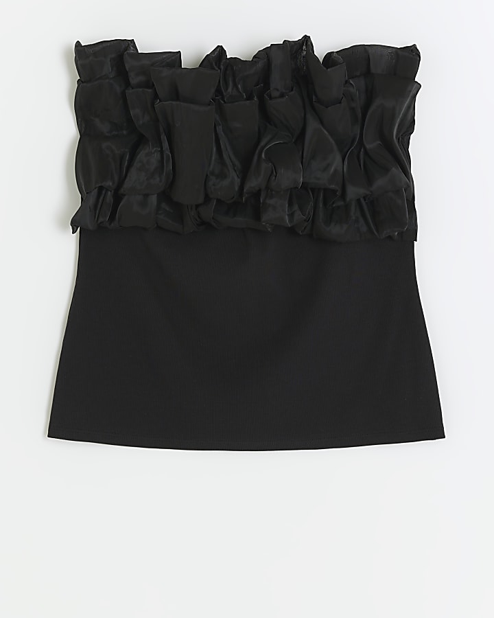Black organza bandeau top