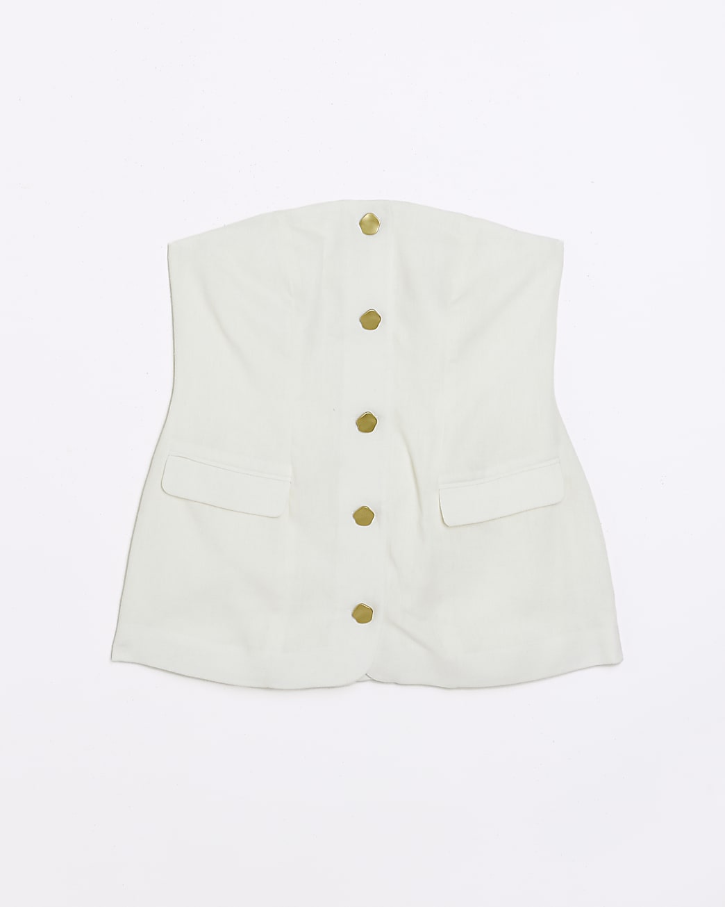 White bandeau button top