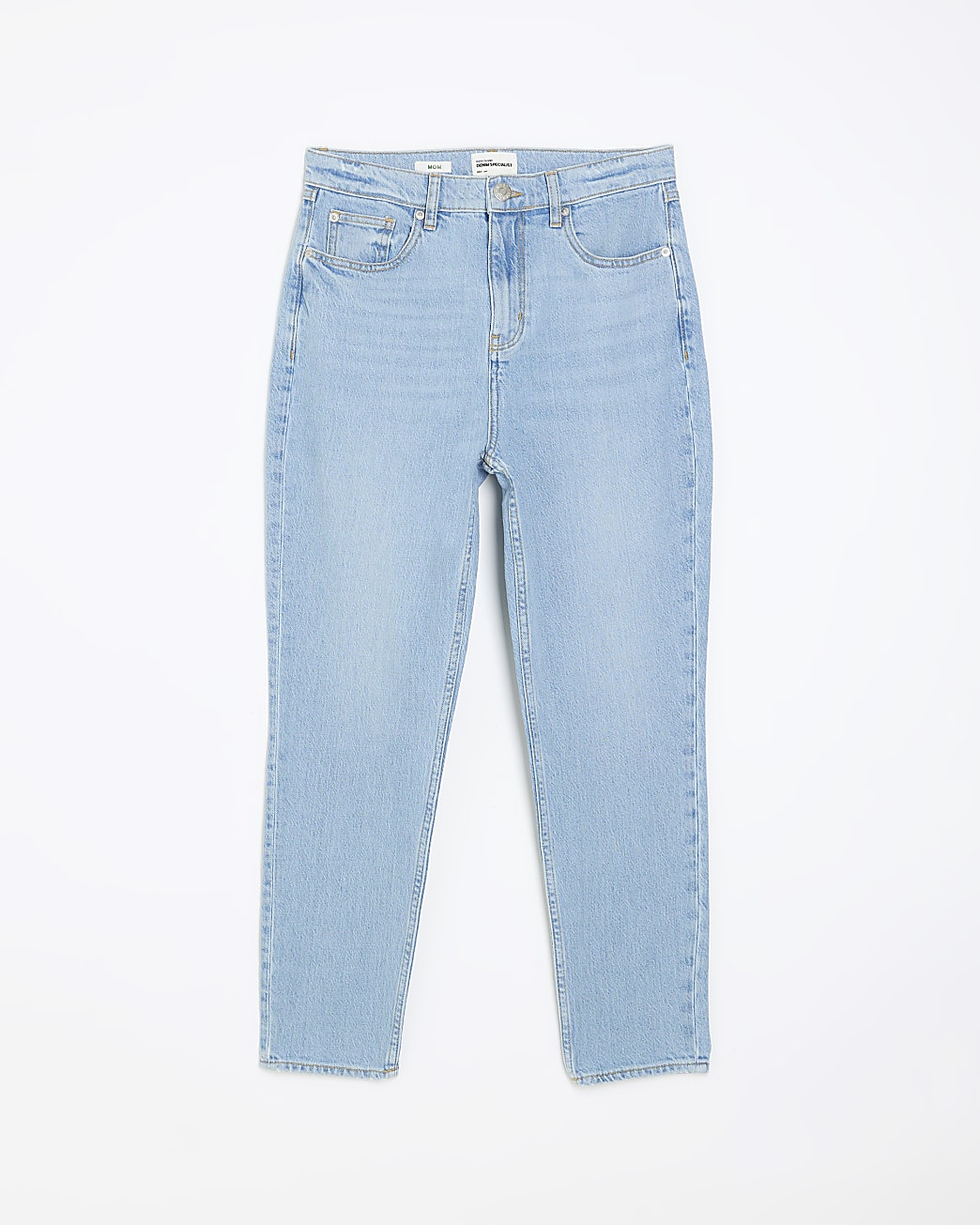 Blue high waisted slim fit mom jeans