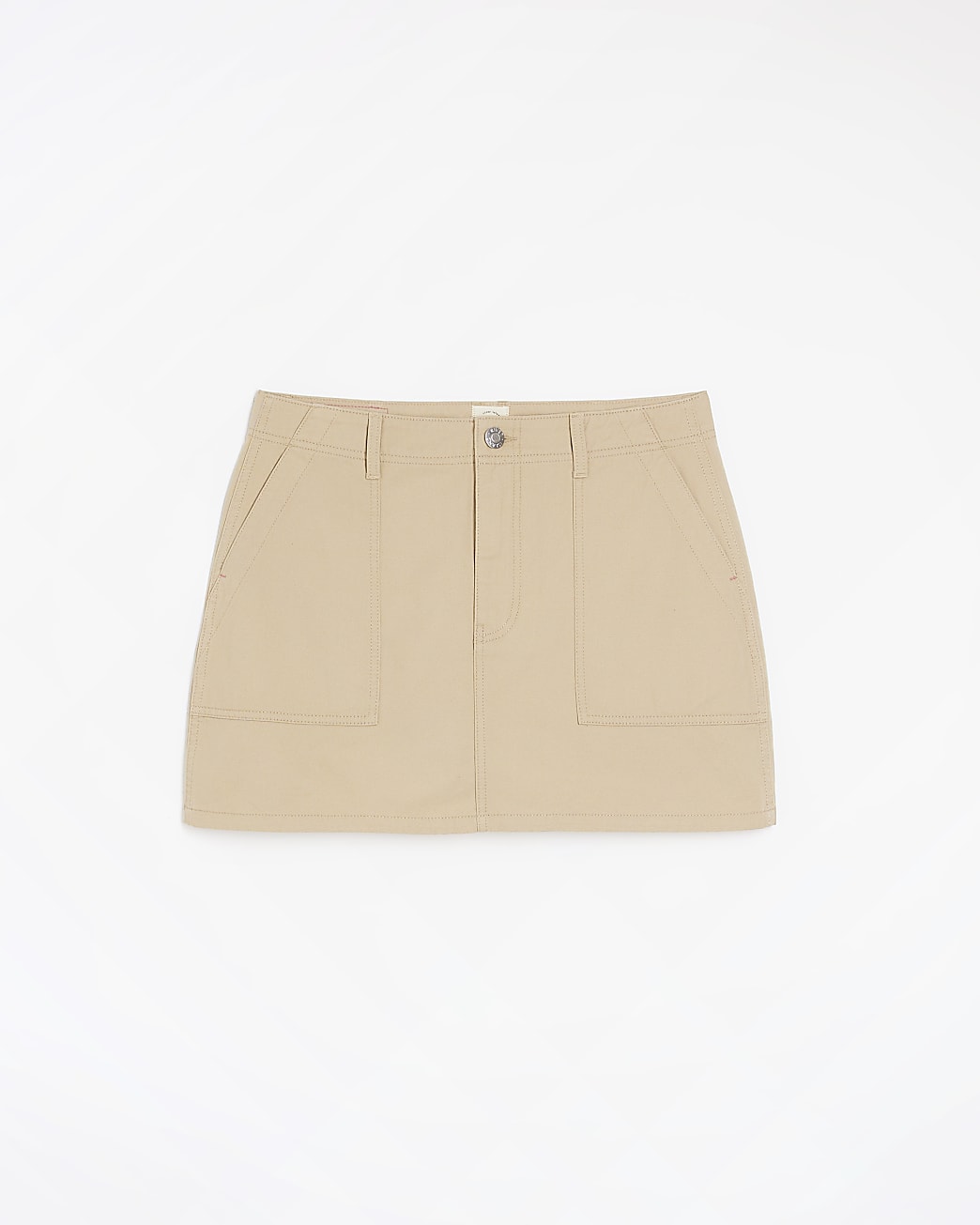 Beige Cargo Mini Skirt