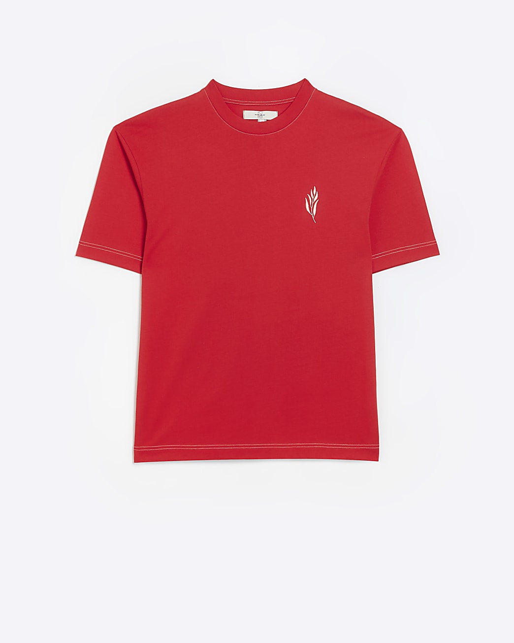 Red regular fit embroidered t-shirt