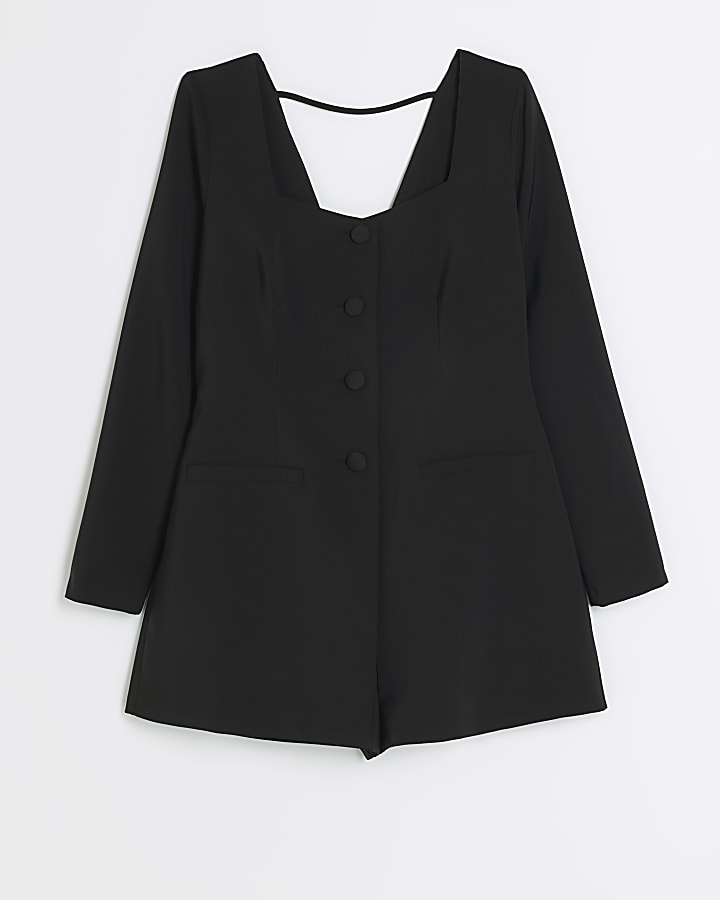 Black bow blazer playsuit