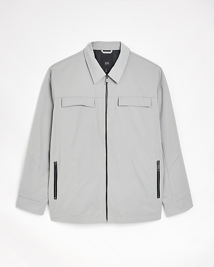 Big and Tall grey regular fit shacket