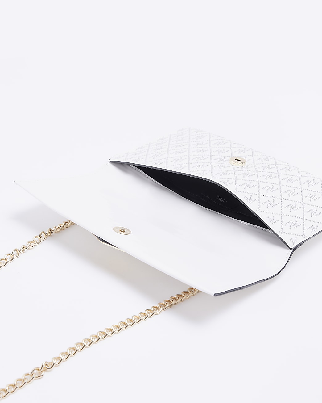 White RI monogram clutch bag