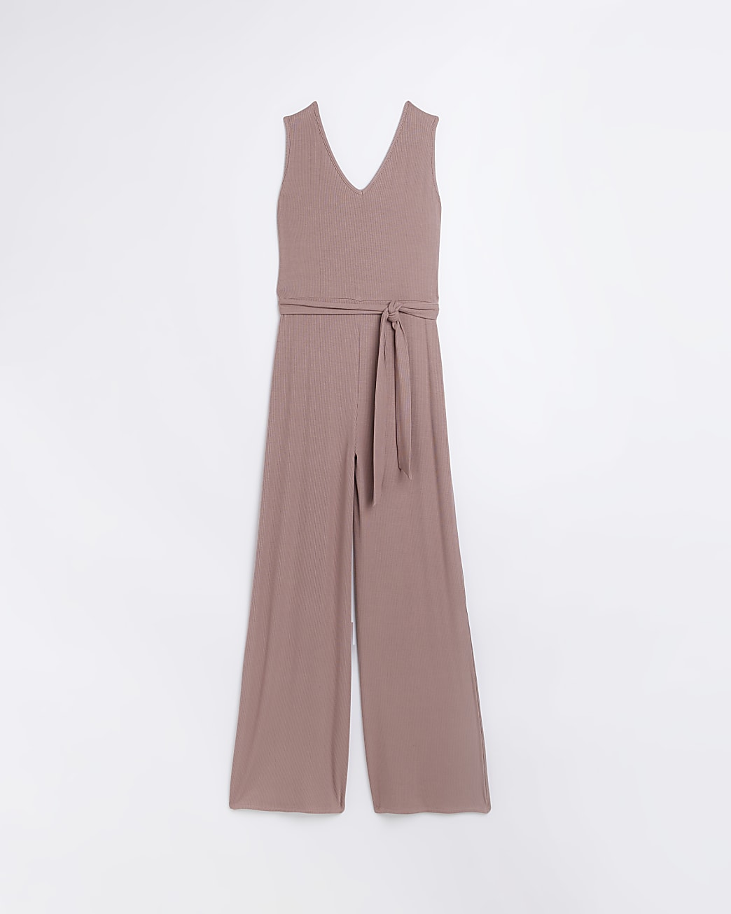 Brown belted jumpsuit