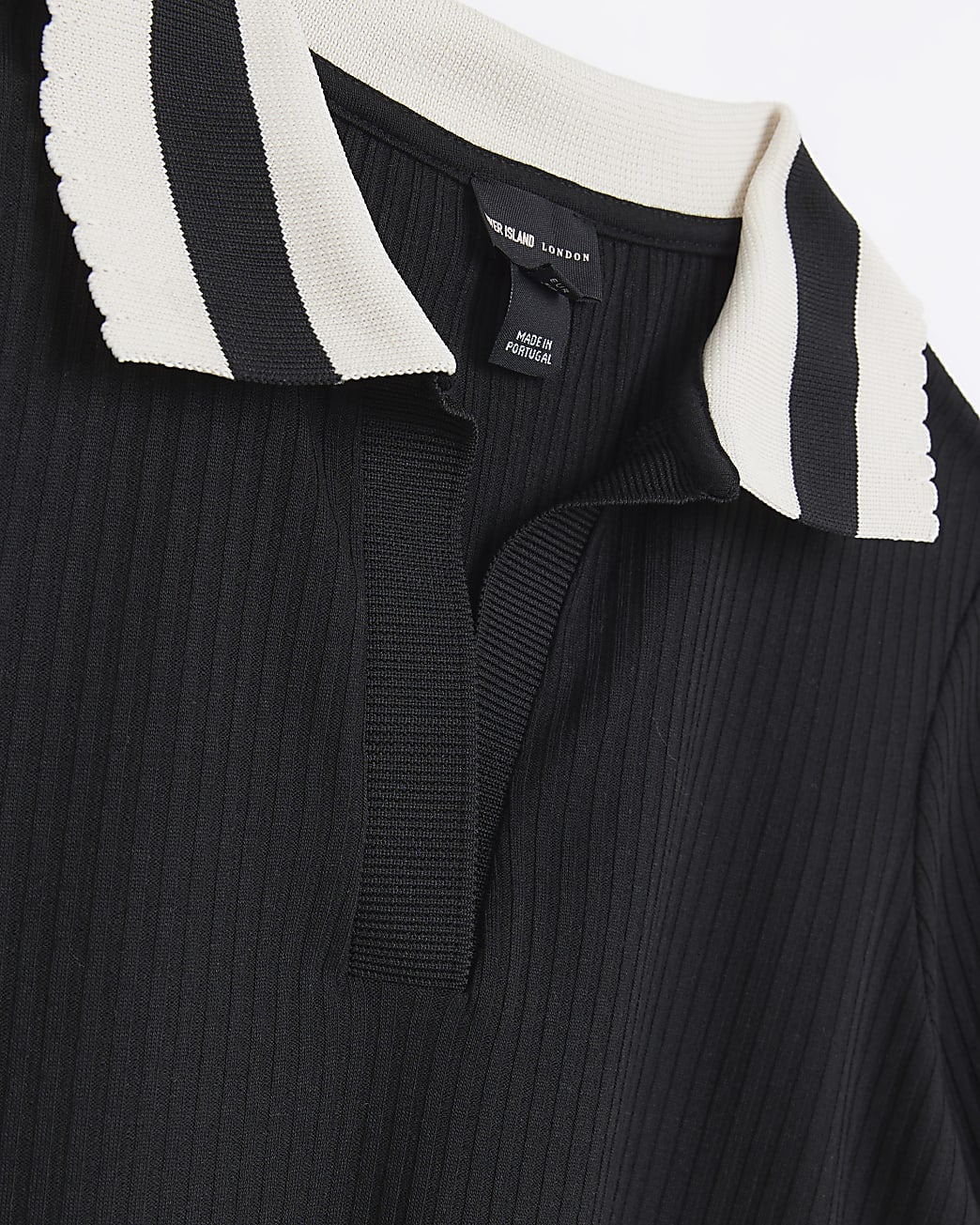 Petite black collared short sleeve top