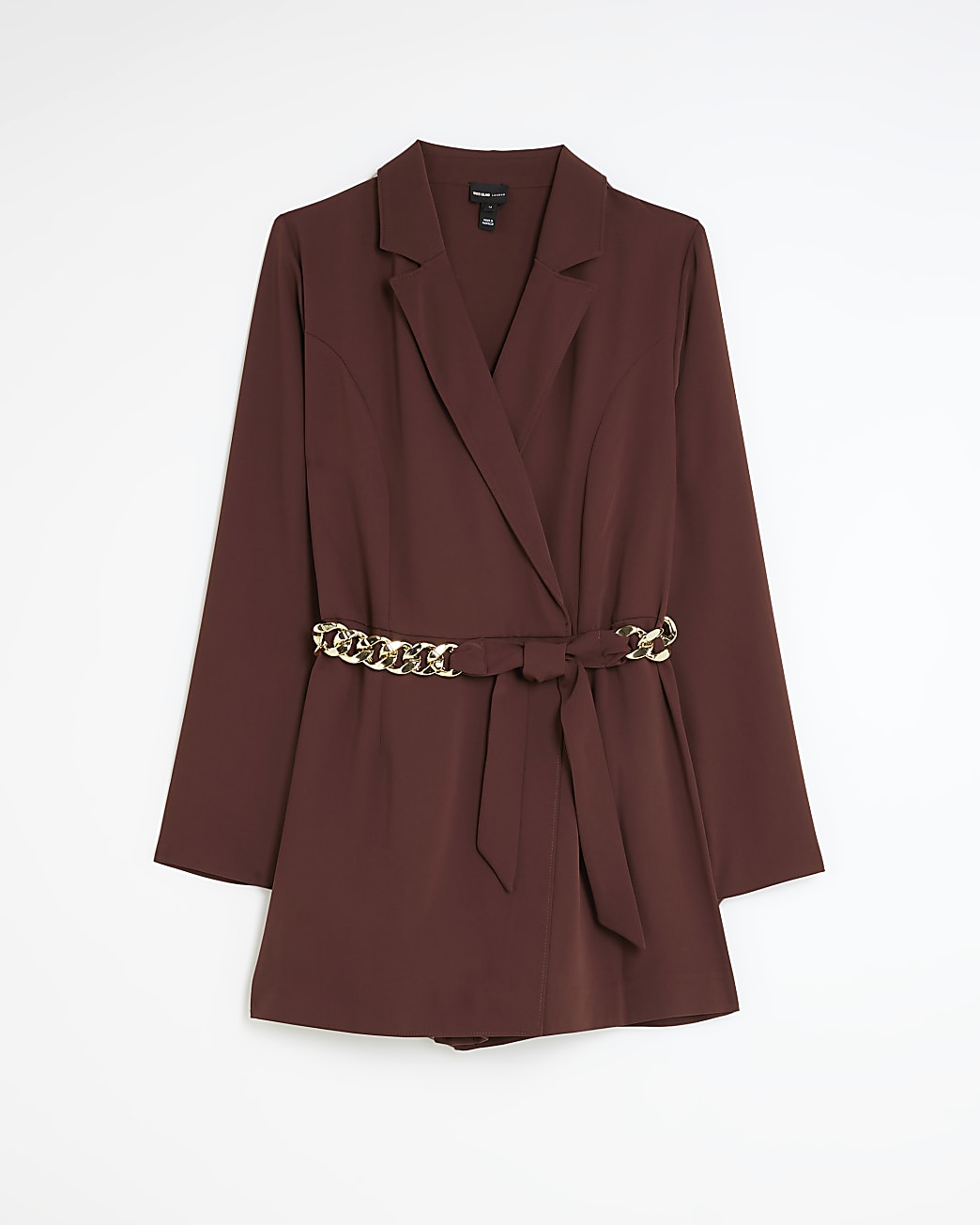 Brown chain belt blazer playsuit