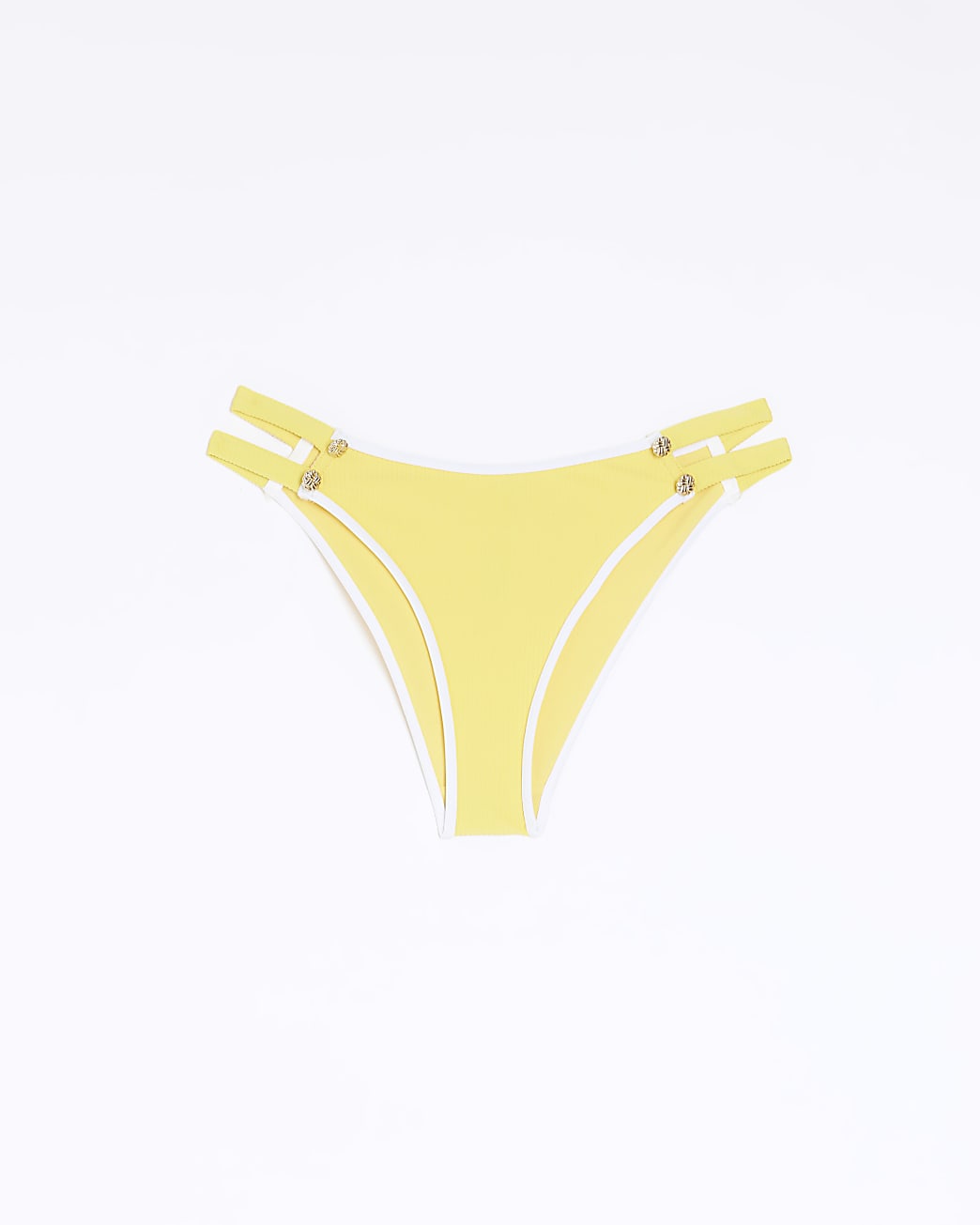 Yellow ribbed high leg bikini bottoms
