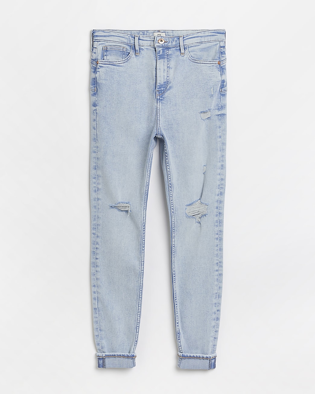 Blue ripped bum sculpt skinny jeans
