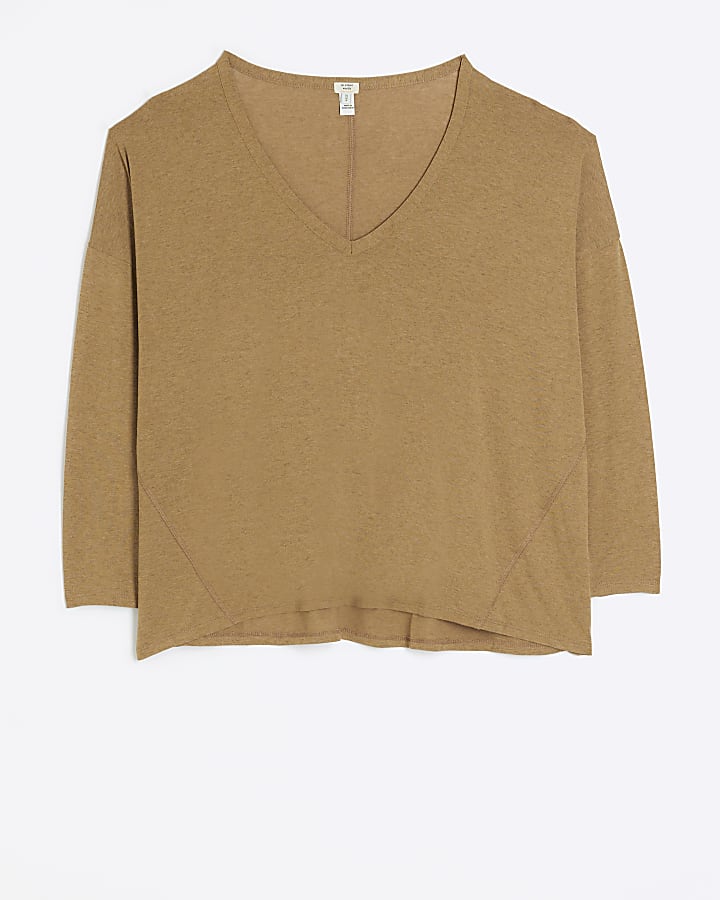 Brown batwing long sleeve top