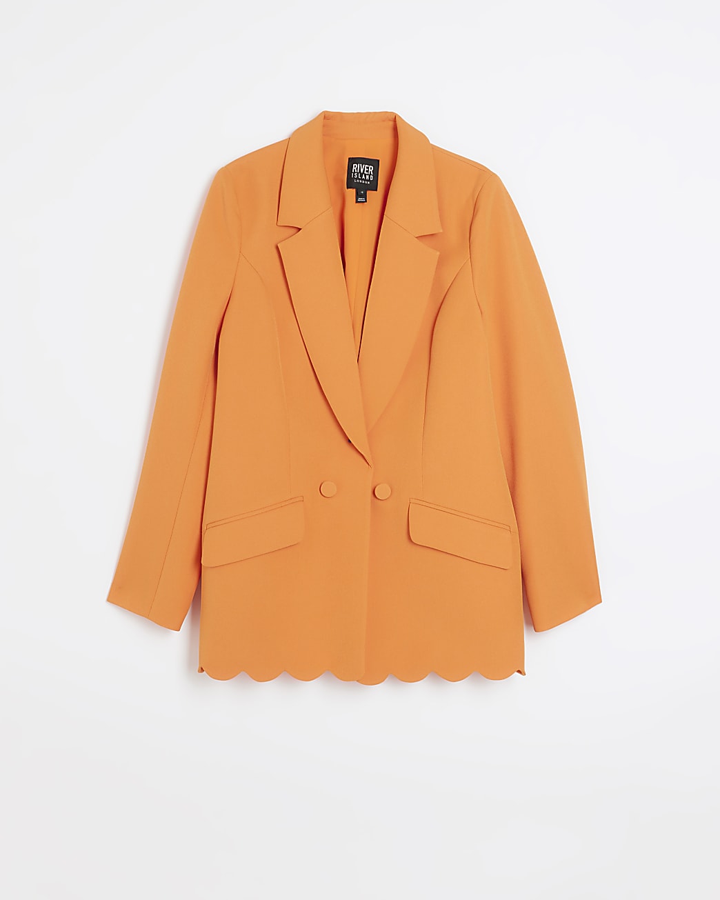 Orange scallop hem blazer