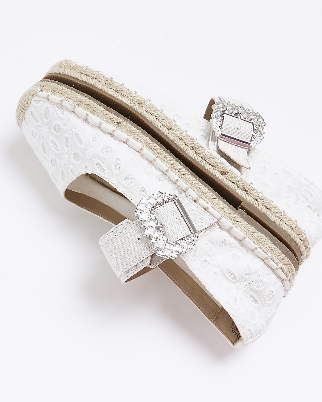 White broderie espadrilles
