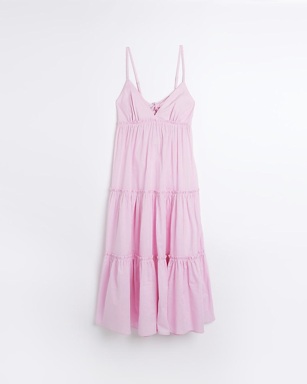Pink tiered hem beach midi dress