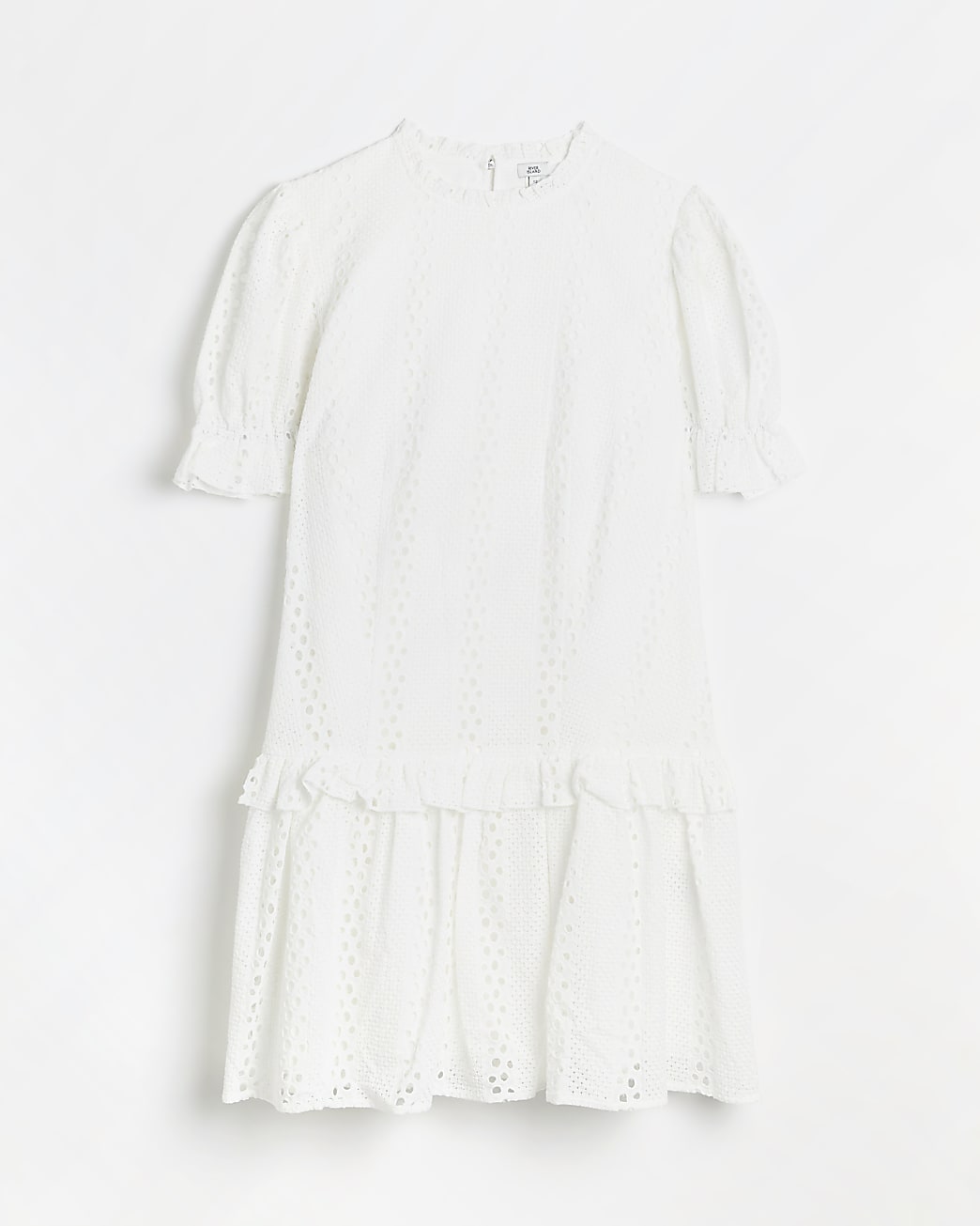 White Broderie Frill Mini Dress