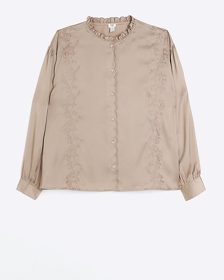 Pink satin embroidered shirt