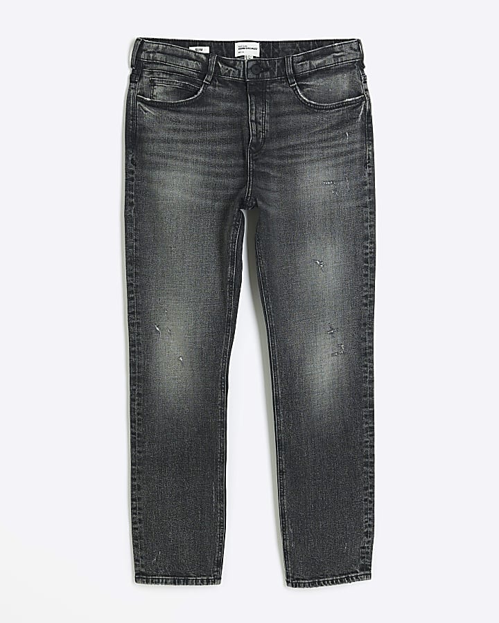 Black slim fit faded jeans