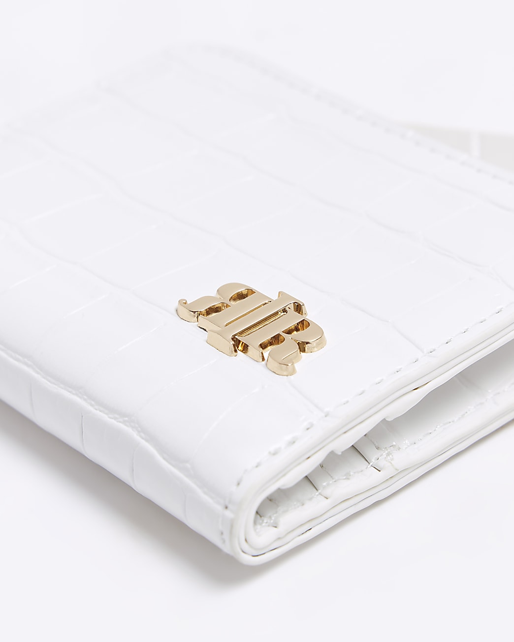 White croc embossed card holder