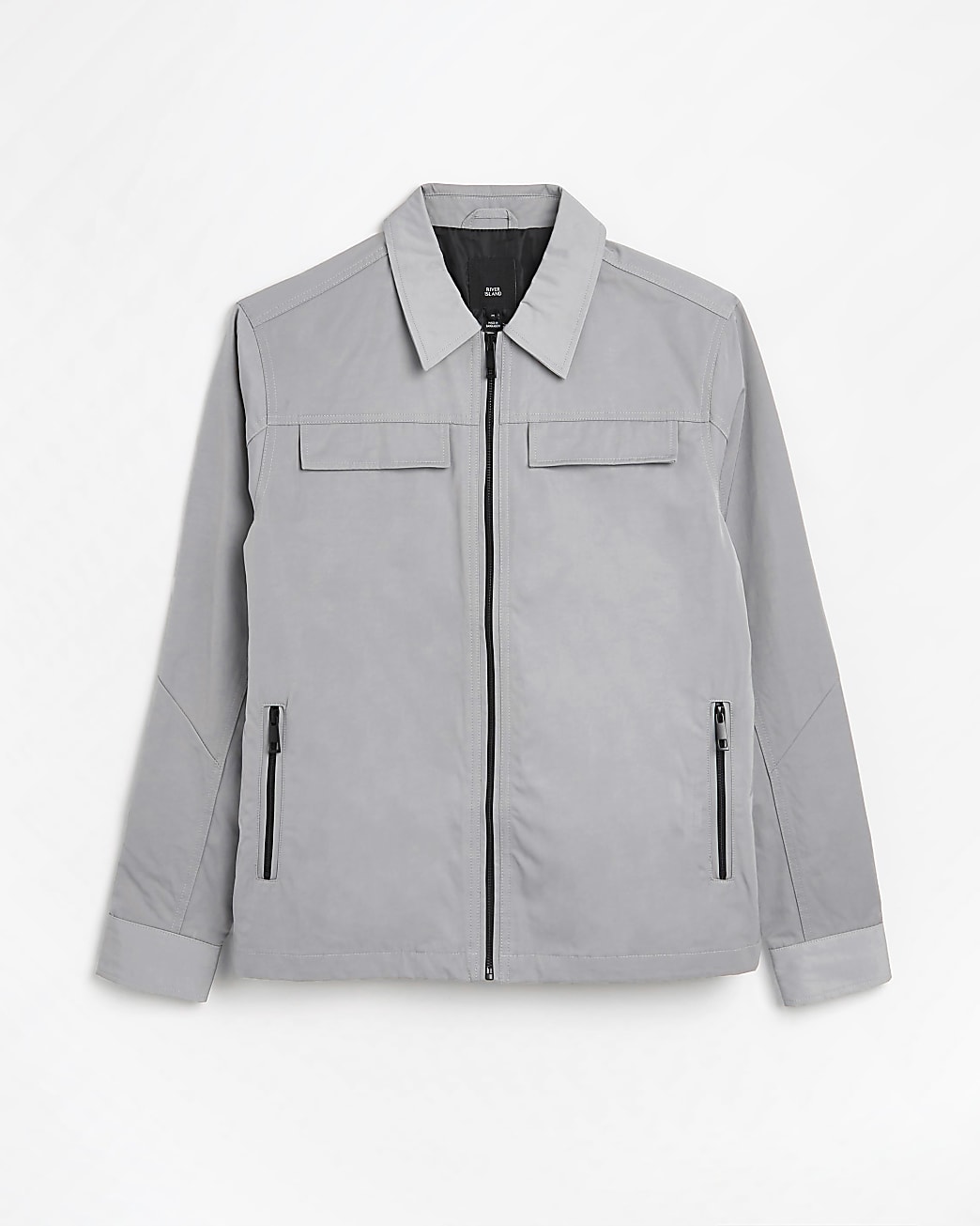 Grey regular fit Nylon Zip shacket