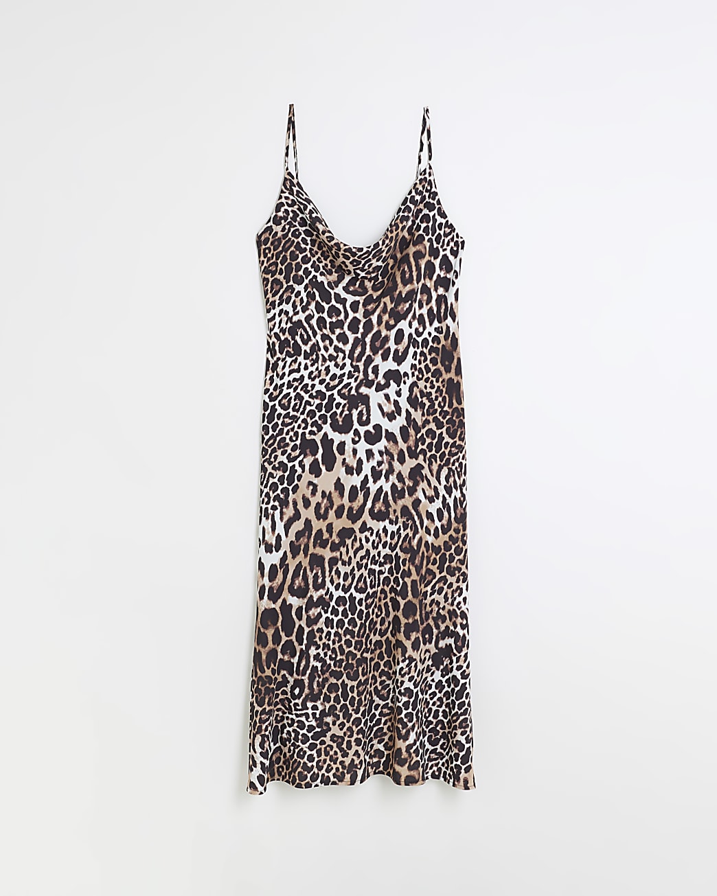 Petite black animal print bow slip midi dress