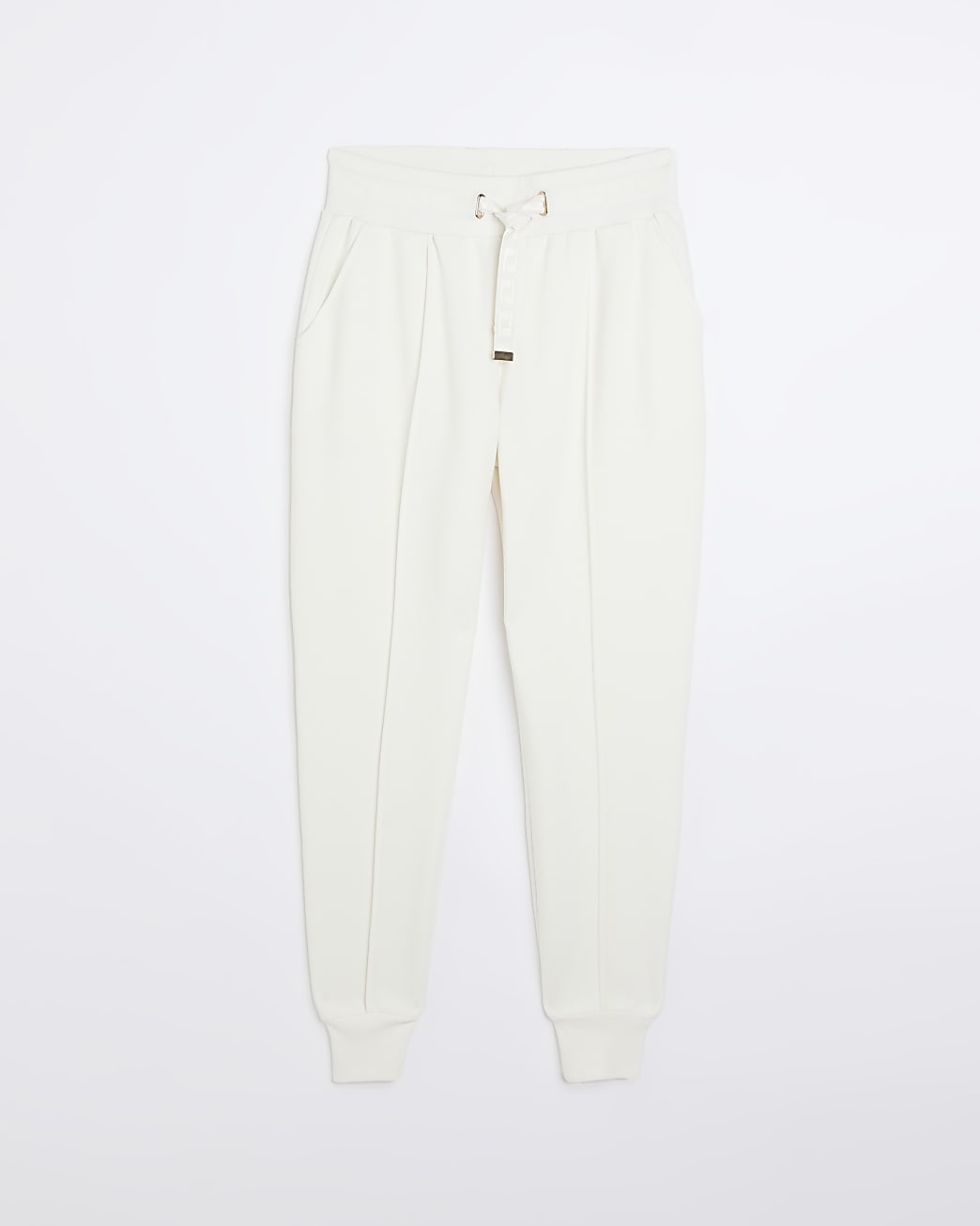 Cream cuffed elasticated waist joggers