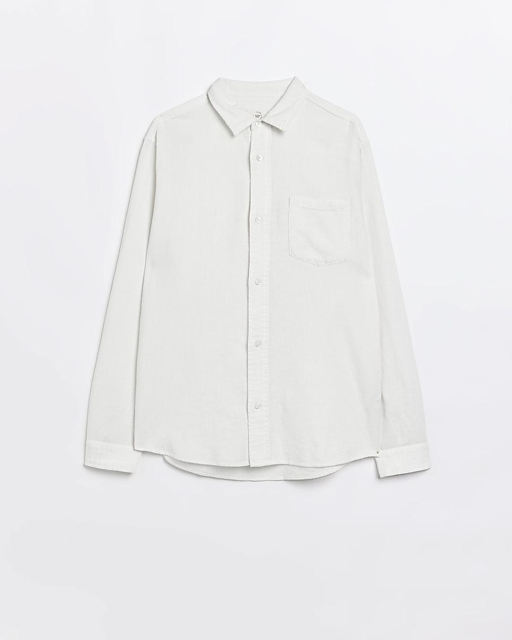 White regular fit linen blend shirt