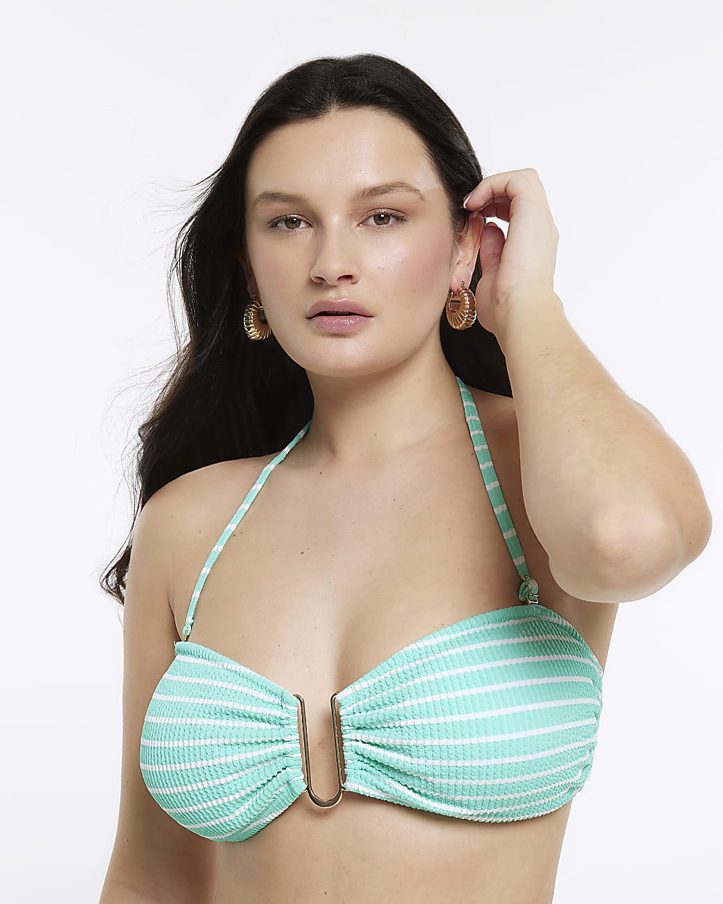 Aqua fuller bust texture bandeau bikini top