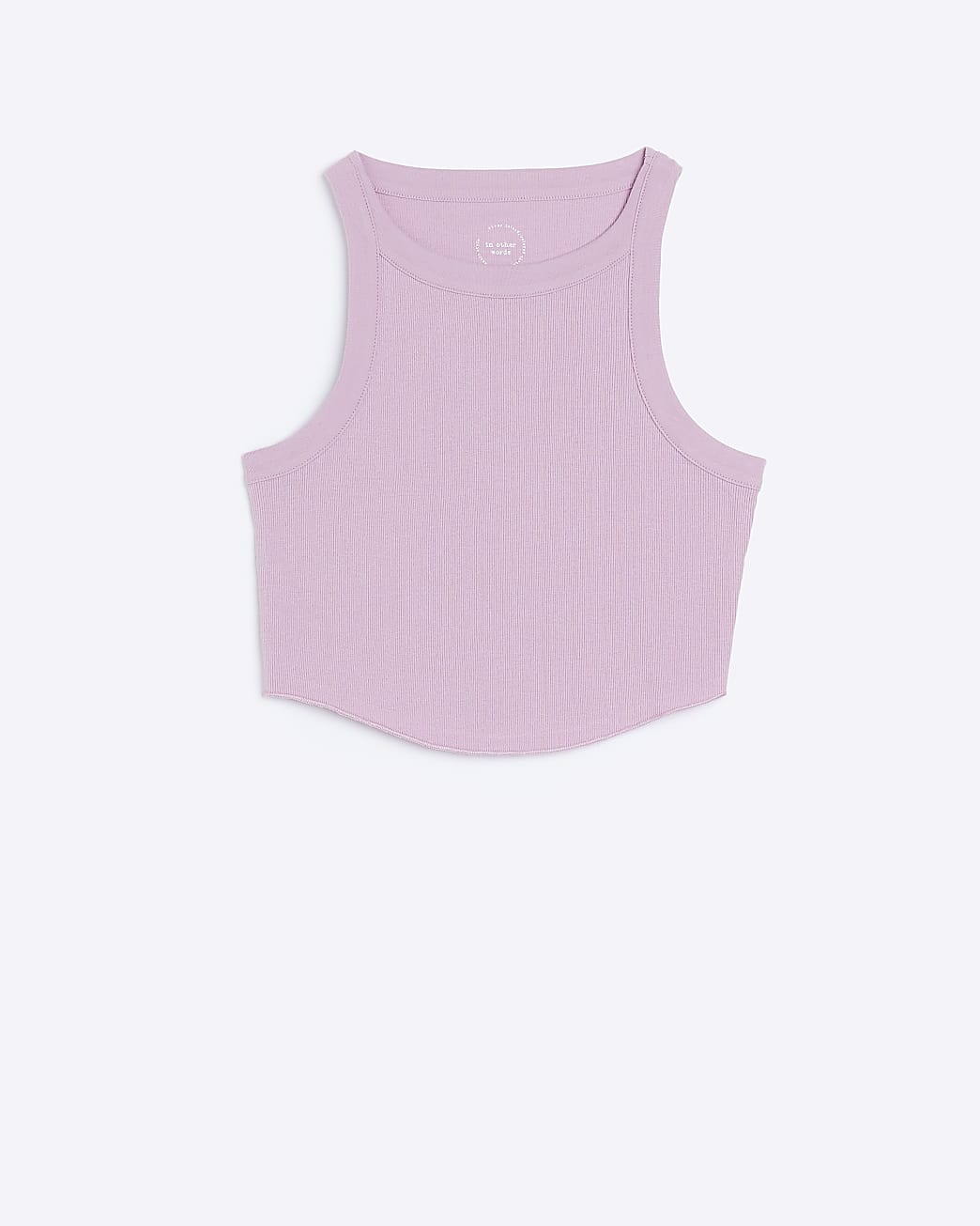 Pink rib crop racer top