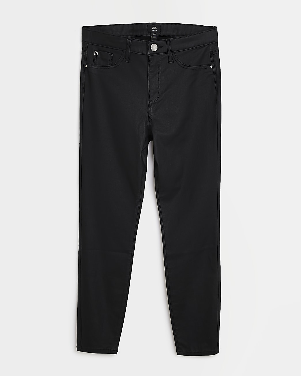 Petite black Molly coated skinny jeans