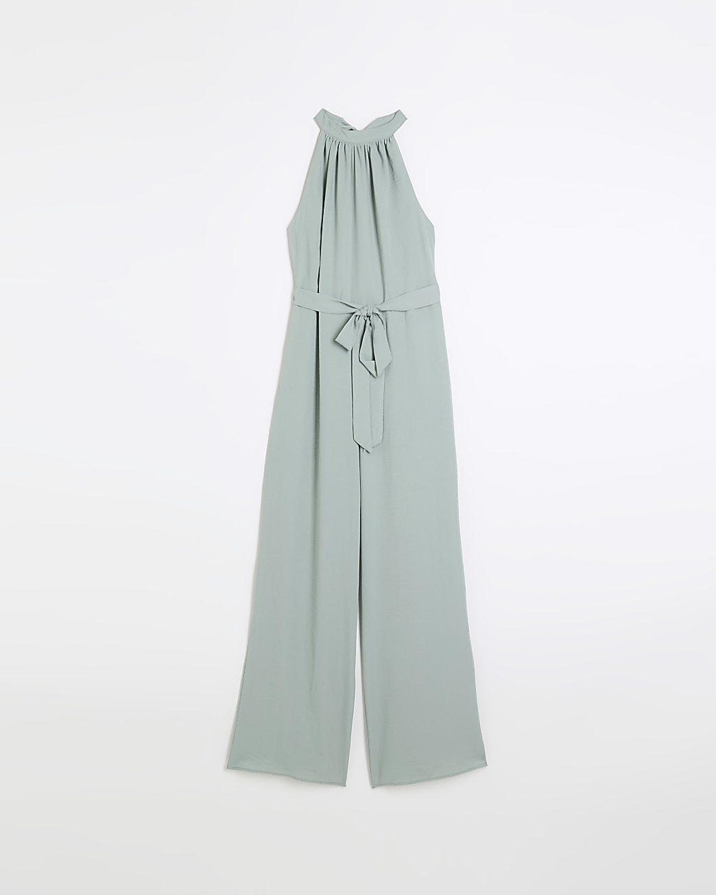 Green halter neck jumpsuit