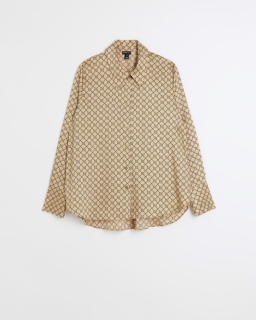 Beige RI Monogram Satin Shirt