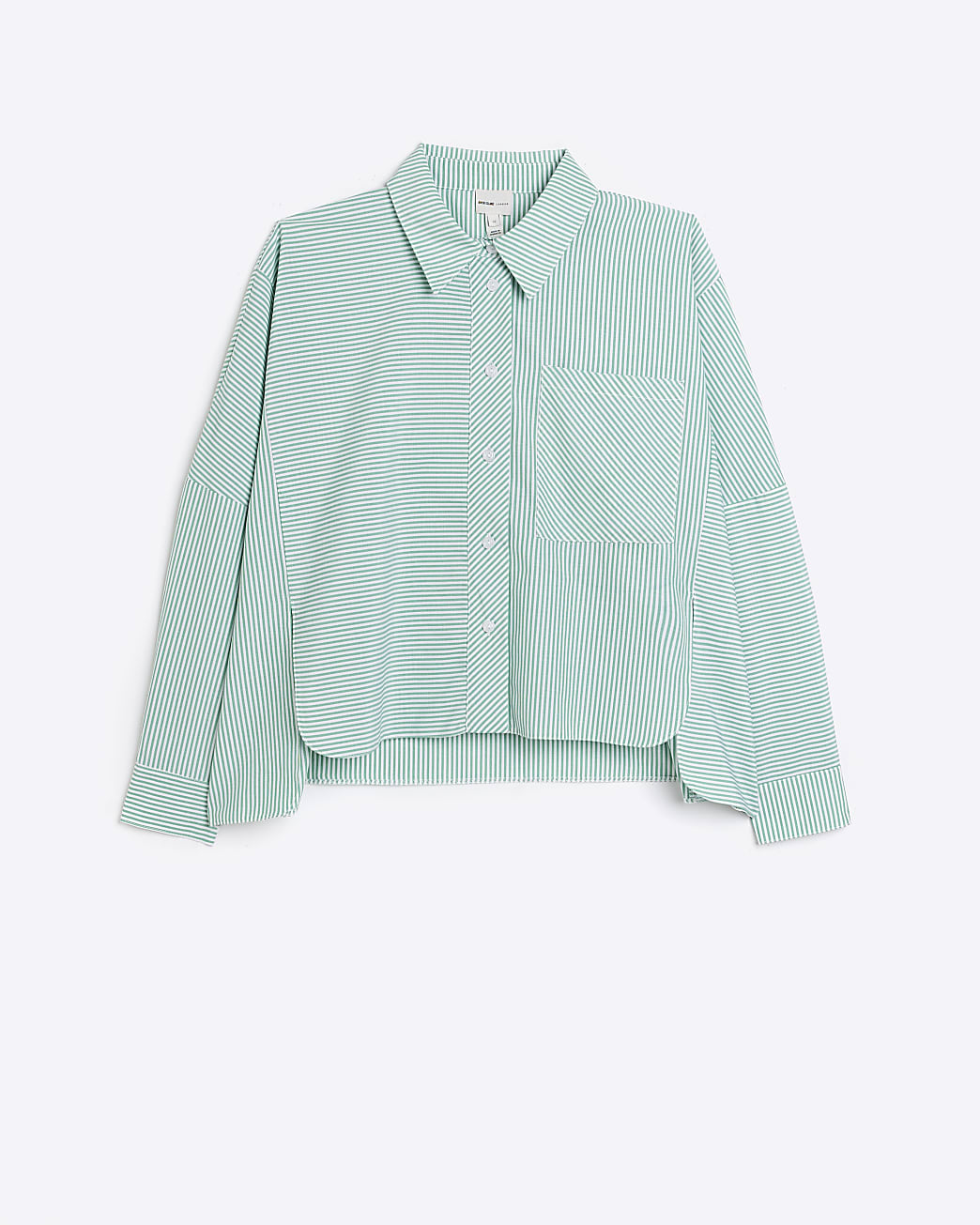 Green stripe oversized cropped shirt