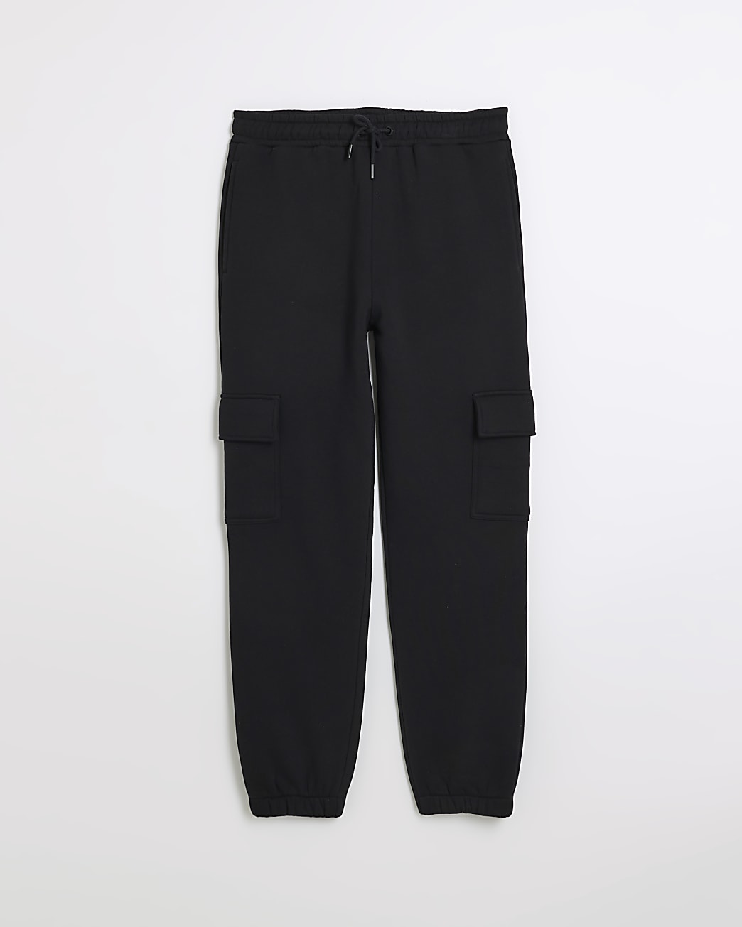 Black regular fit utility cargo joggers