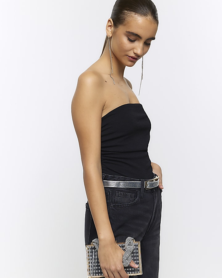 Black ruched bandeau top